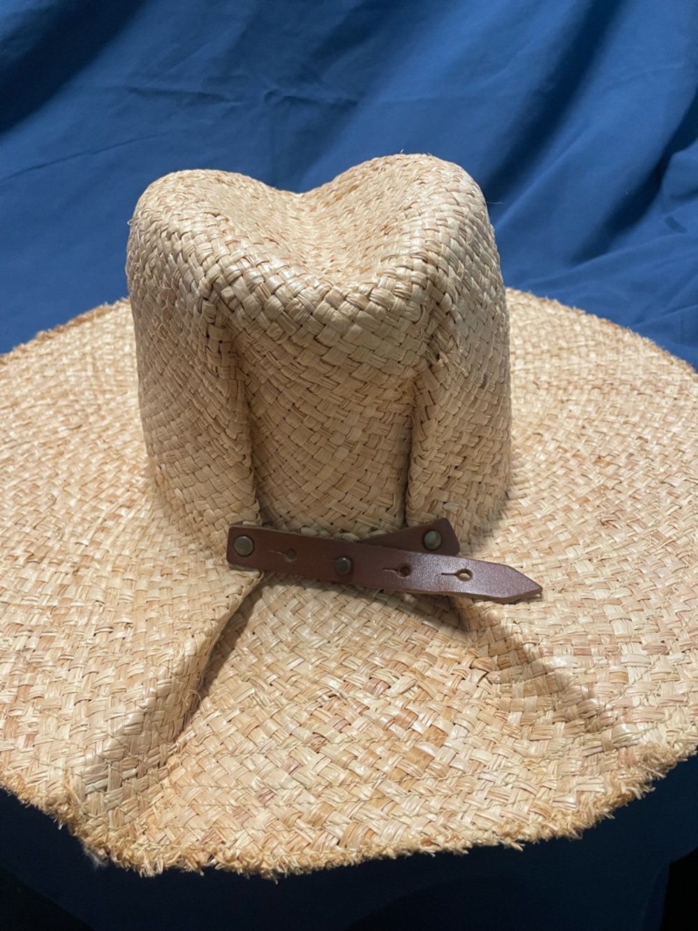 Wide Brim Straw Sun Hat with Leather Band